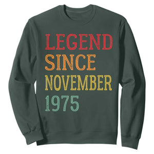 Legend Since November 1975 Sweatshirt Vintage Retro 50th Birthday Gifts TS10 Dark Forest Green Print Your Wear