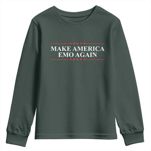 Make America Emo Again Youth Sweatshirt Funny Goth Gothic US TS10 Dark Forest Green Print Your Wear