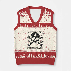 A Little Ray of Pitch Black V-Neck Knit Sweater Vest Dark Humor Sarcastic Halloween Spooky Skull TS10 Beige Red Print Your Wear