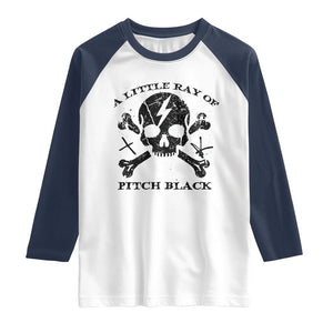 A Little Ray of Pitch Black Raglan Shirt Dark Humor Sarcastic Halloween Spooky Skull TS10 White Navy Print Your Wear