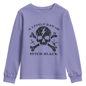 A Little Ray of Pitch Black Youth Sweatshirt Dark Humor Sarcastic Halloween Spooky Skull TS10 Violet Print Your Wear