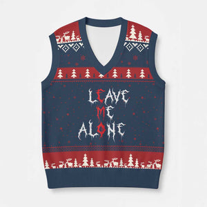 Leave me Alone Emo V-Neck Knit Sweater Vest Aesthetic Goth Scene Alternative Music TS10 Navy Red Print Your Wear