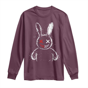 Creepy Cute Bunny Long Sleeve Shirt Rabbit Alt Goth Grunge Horror Aesthetic TS10 Maroon Print Your Wear