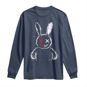 Creepy Cute Bunny Long Sleeve Shirt Rabbit Alt Goth Grunge Horror Aesthetic TS10 Navy Print Your Wear