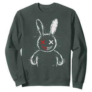 Creepy Cute Bunny Sweatshirt Rabbit Alt Goth Grunge Horror Aesthetic TS10 Dark Forest Green Print Your Wear