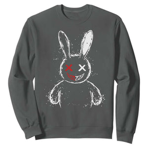 Creepy Cute Bunny Sweatshirt Rabbit Alt Goth Grunge Horror Aesthetic TS10 Dark Heather Print Your Wear