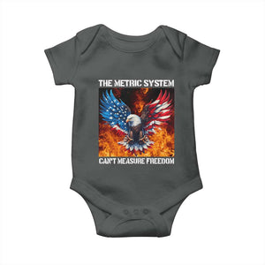 Funny Bald Eagle 4th of July Baby Onesie The Metric System Cant Measure Freedom American Flag TS10 Dark Heather Print Your Wear