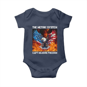 Funny Bald Eagle 4th of July Baby Onesie The Metric System Cant Measure Freedom American Flag TS10 Navy Print Your Wear