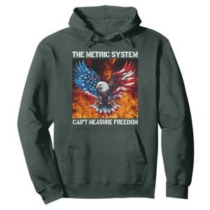 Funny Bald Eagle 4th of July Hoodie The Metric System Cant Measure Freedom American Flag TS10 Dark Forest Green Print Your Wear