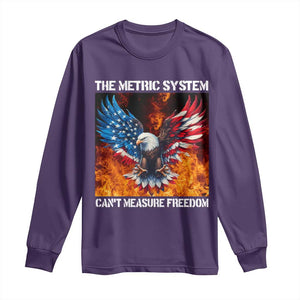 Funny Bald Eagle 4th of July Long Sleeve Shirt The Metric System Cant Measure Freedom American Flag TS10 Purple Print Your Wear