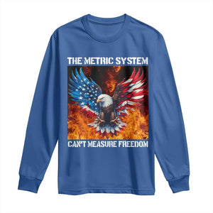 Funny Bald Eagle 4th of July Long Sleeve Shirt The Metric System Cant Measure Freedom American Flag TS10 Royal Blue Print Your Wear