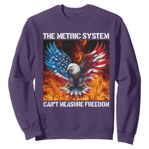 Funny Bald Eagle 4th of July Sweatshirt The Metric System Cant Measure Freedom American Flag TS10 Purple Print Your Wear