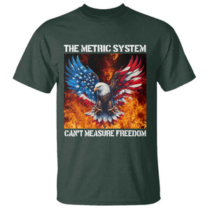 Funny Bald Eagle 4th of July T Shirt The Metric System Cant Measure Freedom American Flag TS10 Dark Forest Green Print Your Wear
