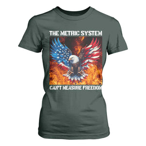 Funny Bald Eagle 4th of July T Shirt For Women The Metric System Cant Measure Freedom American Flag TS10 Dark Forest Green Print Your Wear
