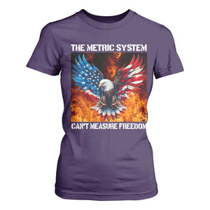 Funny Bald Eagle 4th of July T Shirt For Women The Metric System Cant Measure Freedom American Flag TS10 Purple Print Your Wear