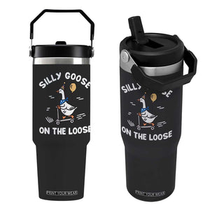 Funny Silly Goose Flip Straw Tumbler Goose On The Loose Animal Humor TS10 One Size: 30 oz Black Print Your Wear