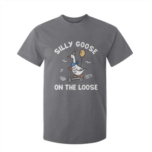 Funny Silly Goose T Shirt For Kid Goose On The Loose Animal Humor TS10 Charcoal Print Your Wear
