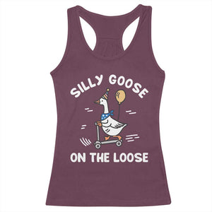 Funny Silly Goose Racerback Tank Top Goose On The Loose Animal Humor TS10 Maroon Print Your Wear