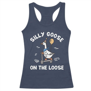 Funny Silly Goose Racerback Tank Top Goose On The Loose Animal Humor TS10 Navy Print Your Wear