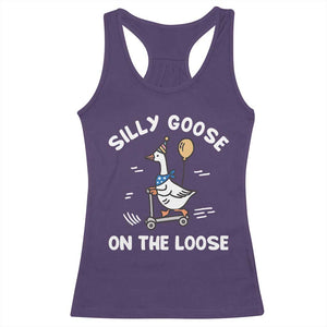 Funny Silly Goose Racerback Tank Top Goose On The Loose Animal Humor TS10 Purple Print Your Wear