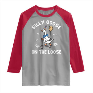 Funny Silly Goose Raglan Shirt Goose On The Loose Animal Humor TS10 Sport Gray Red Print Your Wear