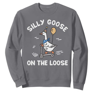 Funny Silly Goose Sweatshirt Goose On The Loose Animal Humor TS10 Charcoal Print Your Wear