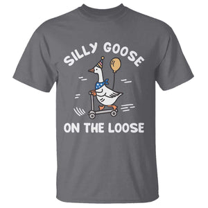 Funny Silly Goose T Shirt Goose On The Loose Animal Humor TS10 Charcoal Print Your Wear