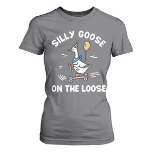 Funny Silly Goose T Shirt For Women Goose On The Loose Animal Humor TS10 Charcoal Print Your Wear