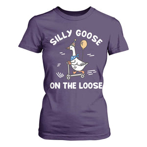 Funny Silly Goose T Shirt For Women Goose On The Loose Animal Humor TS10 Purple Print Your Wear