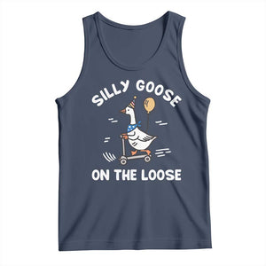 Funny Silly Goose Tank Top Goose On The Loose Animal Humor TS10 Navy Print Your Wear