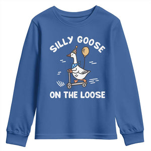 Funny Silly Goose Youth Sweatshirt Goose On The Loose Animal Humor TS10 Royal Blue Print Your Wear