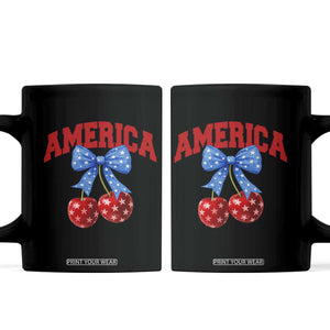 America Cherry Coquette Bow Coffee Mug 4th of July Patriotic TS10 Black Print Your Wear