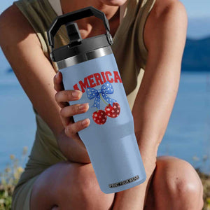 America Cherry Coquette Bow Flip Straw Tumbler 4th of July Patriotic TS10 One Size: 30 oz Light Blue Print Your Wear