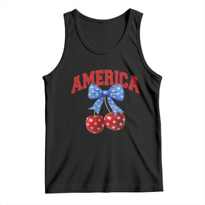 America Cherry Coquette Bow Tank Top 4th of July Patriotic TS10 Black Print Your Wear