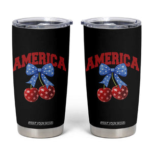 America Cherry Coquette Bow Tumbler Cup 4th of July Patriotic TS10 Black Print Your Wear