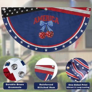 America Cherry Coquette Bow Patriotic Fan Flag 4th of July