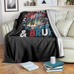 Funny Fishing Throw Blanket Red White Bruh Fisherman Gift American Flag TS10 Print Your Wear