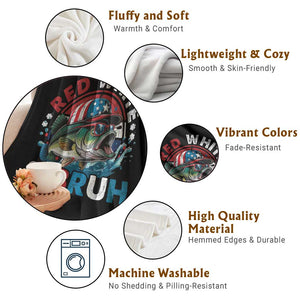 Funny Fishing Throw Blanket Red White Bruh Fisherman Gift American Flag TS10 Print Your Wear