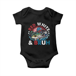 Funny Fishing Baby Onesie Red White Bruh Fisherman Gift American Flag TS10 Black Print Your Wear