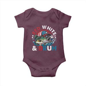 Funny Fishing Baby Onesie Red White Bruh Fisherman Gift American Flag TS10 Maroon Print Your Wear