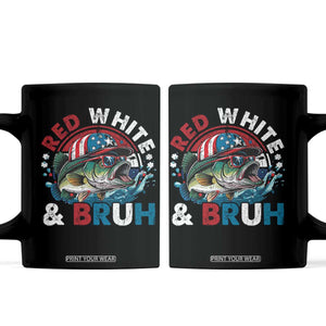 Funny Fishing Coffee Mug Red White Bruh Fisherman Gift American Flag TS10 Black Print Your Wear