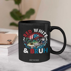 Funny Fishing Coffee Mug Red White Bruh Fisherman Gift American Flag TS10 Print Your Wear