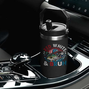 Funny Fishing Flip Straw Tumbler Red White Bruh Fisherman Gift American Flag TS10 Print Your Wear