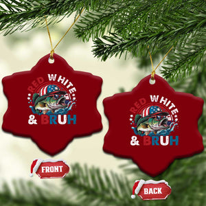Funny Fishing Ceramic Ornament Red White Bruh Fisherman Gift American Flag TS10 Print Your Wear