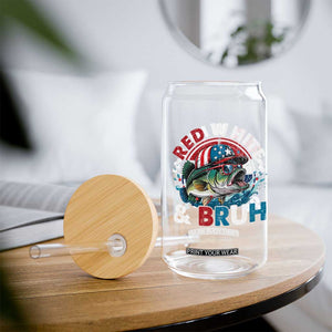 Funny Fishing Glass Can Red White Bruh Fisherman Gift American Flag TS10 Print Your Wear