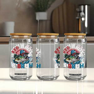 Funny Fishing Glass Can Red White Bruh Fisherman Gift American Flag TS10 Print Your Wear