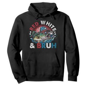 Funny Fishing Hoodie Red White Bruh Fisherman Gift American Flag TS10 Black Print Your Wear