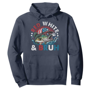 Funny Fishing Hoodie Red White Bruh Fisherman Gift American Flag TS10 Navy Print Your Wear