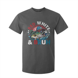 Funny Fishing T Shirt For Kid Red White Bruh Fisherman Gift American Flag TS10 Dark Heather Print Your Wear