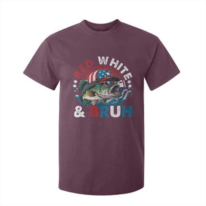 Funny Fishing T Shirt For Kid Red White Bruh Fisherman Gift American Flag TS10 Maroon Print Your Wear